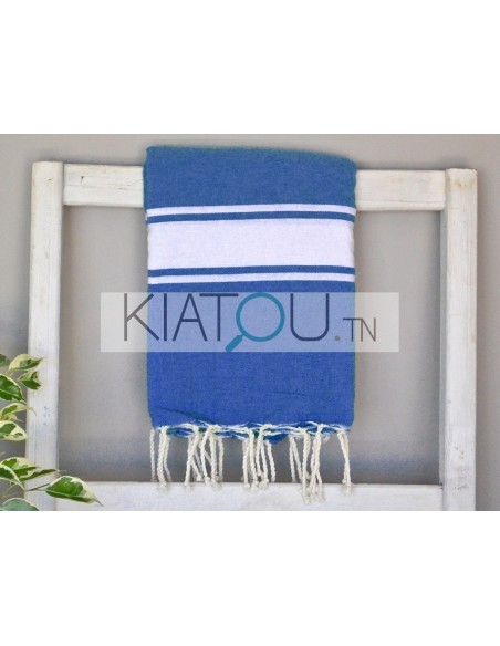 Serviette Fouta Bleu Grec Plate