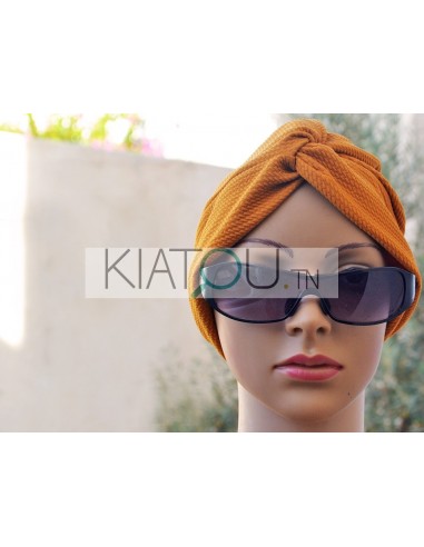 Bonnet Turban Jaune Moutarde Twist