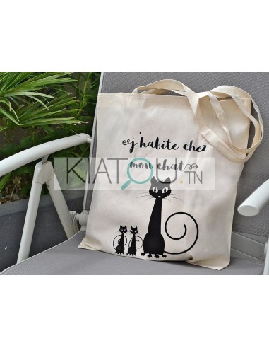 Sac Tote Bag - J'habite chez mon chat