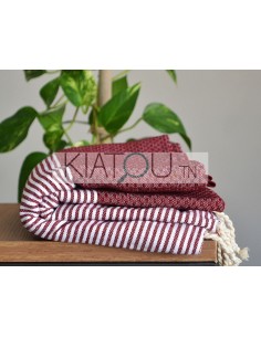 Fouta Nid d'Abeille Rouge... 2