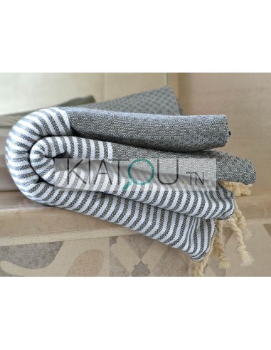 Fouta Nid d'Abeille Gris Graphite...