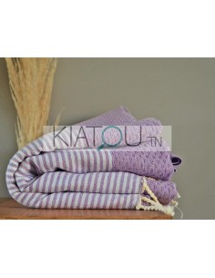 Fouta Nid d'Abeille Mauve...