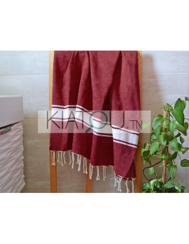 Fouta Plate Rouge Bordeau  réf 25 -...