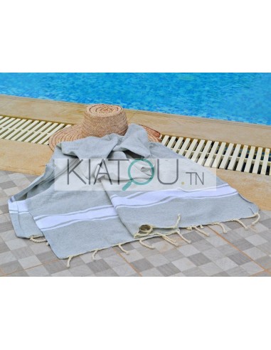 Fouta Plate Gris Clair  réf 23 -...