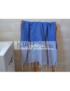Fouta Nid d'Abeille Bleu...