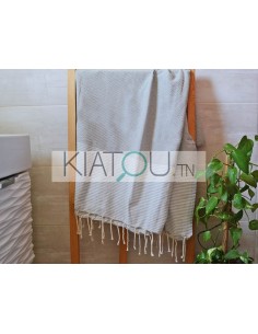 Fouta Nid d'Abeille Gris...