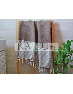 Fouta Nid d'Abeille Gris...