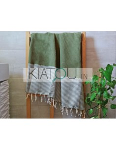 Fouta Nid d'Abeille Vert...