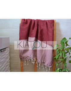 Fouta Nid d'Abeille Rouge...