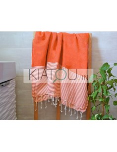 Fouta Nid d'Abeille Orange...