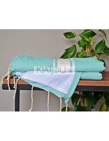 Serviette Fouta Bleu Indien doublée...