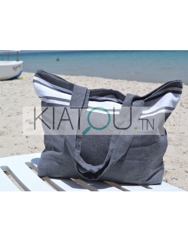 Maxi Sac de Plage Gris Foncé 100%...