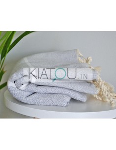 Fouta Chevron Gris Clair &...