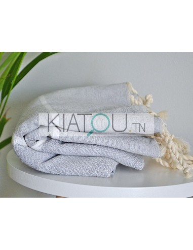 Fouta Chevron Gris Clair & écru -...